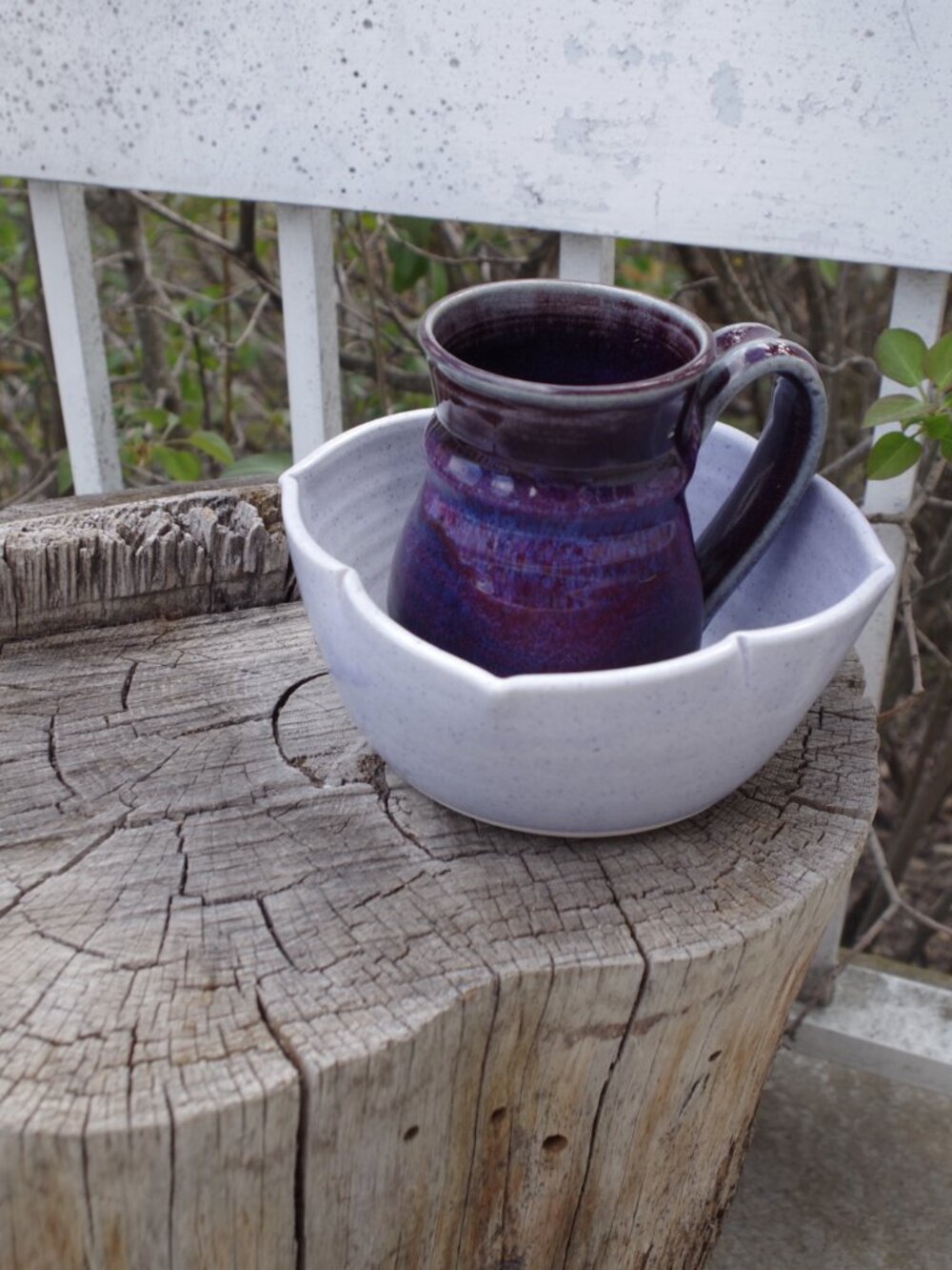 Beautiful Purple Hand Made Art Studio Mug And Bowl